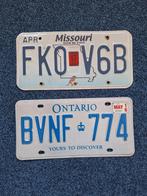 Nummerplaat / Kentekenplaat Ontario en Missouri, Verzamelen, Automerken, Motoren en Formule 1, Ophalen of Verzenden, Gebruikt