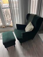 Groen ikea stoel met voetenbank, Huis en Inrichting, Fauteuils, Ophalen, 75 tot 100 cm, Zo goed als nieuw, Stof