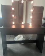 Zwarte Kaptafel - Spiegel Met LED Verlichting, Huis en Inrichting, Tafels | Kaptafels, Minder dan 100 cm, Zo goed als nieuw, Hout