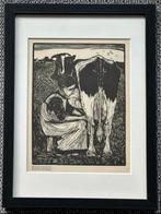 Jan Mankes 1889-1920 / Houtsnede Koemelkster 1927, Ophalen of Verzenden