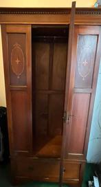 oude antieke +/- 1850 Engelse spiegel kleding kast notenhout, Antiek en Kunst, Antiek | Meubels | Kasten, Ophalen of Verzenden
