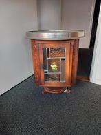 Vintage rooktafeltje met glas in lood deurtje, Huis en Inrichting, Kasten | Vitrinekasten, Ophalen, Zo goed als nieuw, Met deur(en)