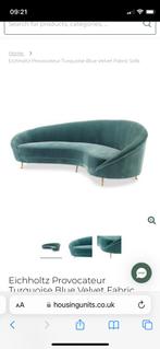 Eichholtz Provocateur Turquoise Velvet Sofa, Ophalen of Verzenden, Zo goed als nieuw, Driepersoons