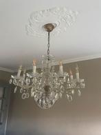 Antieke kroonluchter met geslepen glas, Huis en Inrichting, Lampen | Kroonluchters, Ophalen, Zo goed als nieuw, Glas