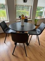 Tafel, zwart marmerpatroon, Huis en Inrichting, Tafels | Eettafels, Gebruikt, 100 tot 150 cm, Rond, Ophalen of Verzenden