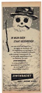 1 Advertentie SYNTHRACIET van de STAATSMIJNEN LIMBURG, Verzenden, Zo goed als nieuw, Overige typen