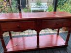 Grenen Bijzettafel met 2 Lades - Mahonie Gebietst, Huis en Inrichting, Tafels | Sidetables, Gebruikt, 50 tot 100 cm, Ophalen of Verzenden