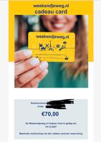 WeekendjeWeg Cadeaubon €70 – Te koop!, Tickets en Kaartjes, Kortingen en Cadeaubonnen, Eén persoon, Cadeaubon