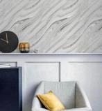 Zacht Mineraal Zilver Marmer Effect Luxe Behang 692605 10M, Zilver, Ophalen of Verzenden, H, H