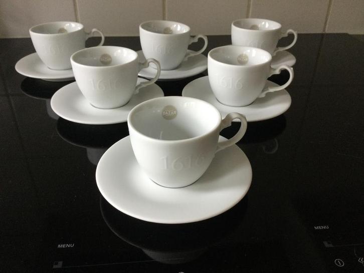 Kahla Bazar 1616 espressokopjes wit (6), Huis en Inrichting, Keuken | Servies, Zo goed als nieuw, Kop(pen) en/of Schotel(s), Overige stijlen