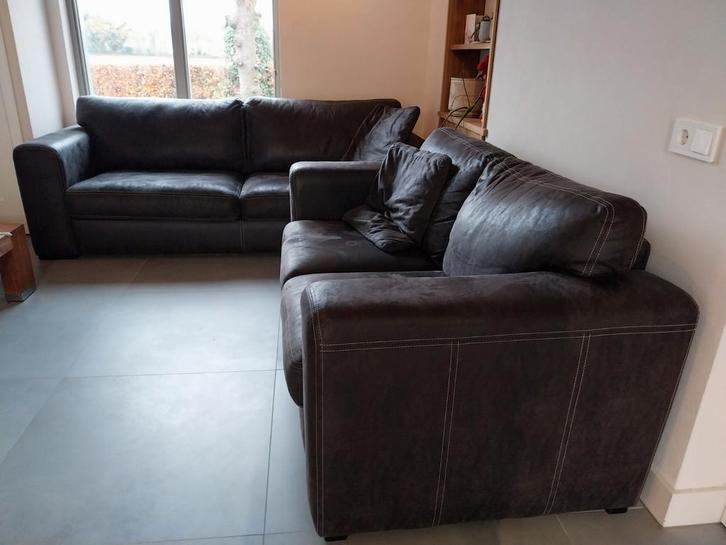 Modere 2- en 3-zitsbank set, Huis en Inrichting, Banken | Bankstellen, Gebruikt, Rechte bank, Vierpersoons of meer, 75 tot 100 cm