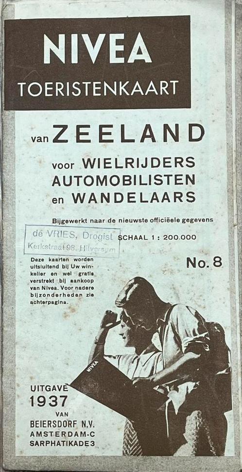 kaart 1937 Zeeland Nivea Eucerin Beiersdorf, Boeken, Atlassen en Landkaarten, Gelezen, Landkaart, Nederland, 1800 tot 2000, Ophalen of Verzenden