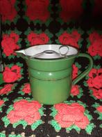 Vintage groene emaille kan met deksel, Antiek en Kunst, Antiek | Emaille, Ophalen of Verzenden