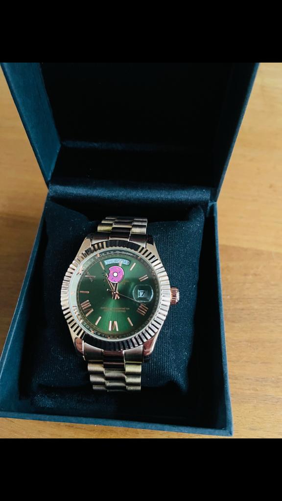 Rose Goud Horloge met Olijf Groene Wijzerplaat, Sieraden, Tassen en Uiterlijk, Horloges | Heren, Overige merken, Staal, Polshorloge