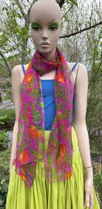 (4) Sjaal - vintage - roze met appels - 179 cm bij 56 cm, Kleding | Dames, Mutsen, Sjaals en Handschoenen, Ophalen of Verzenden