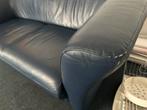Blauwe leren 2-zitsbank. 170x 80 cm, Ophalen, Gebruikt, 150 tot 200 cm, Tweepersoons
