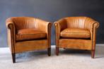 2 stijlvolle traditioneel Engelse club fauteuils / Chairs, Ophalen, Minder dan 75 cm, Leer, Zo goed als nieuw