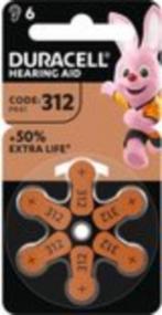 Duracell. Knoopcel zinc air bruin 312 PR41. 6 stuks. Nieuw., Ophalen of Verzenden, Nieuw