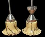Art Deco Lampen Set - Gemarmerd Glas, Ophalen of Verzenden, Gebruikt, Glas, 50 tot 75 cm