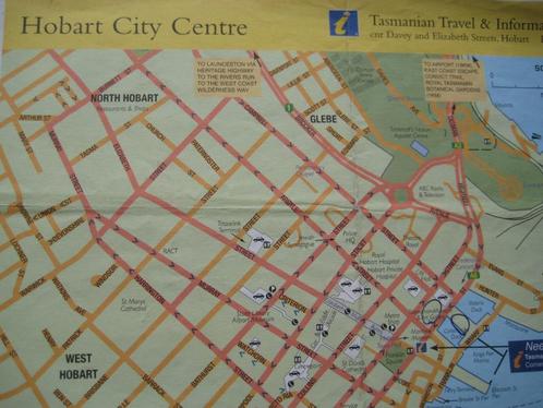 stadsplan van Hobart (TAS), Boeken, Atlassen en Landkaarten, Gelezen, Landkaart, Overige gebieden, 2000 tot heden, Verzenden