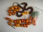Oude o.a. grote amber kunststof kralen ketting butterscotch, Ophalen of Verzenden