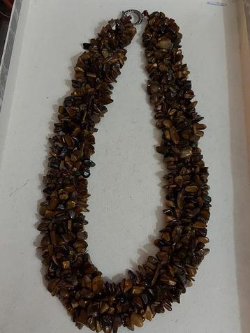 Tijgeroog 4 laags bruine glas kralen ketting beschikbaar voor biedingen