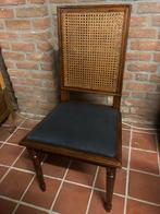 6x Eichholtz stoelen – dubbele rieten rug zwarte stoffen zit, Ophalen, Gebruikt, Zwart, Eichholtz