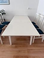 Wit Eettafel met 6 stoel te koop, Ophalen, Gebruikt, Vijf personen of meer, Rechthoekig