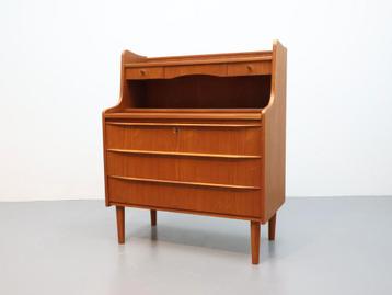 Vintage Deense secretaire kaptafel teak beschikbaar voor biedingen