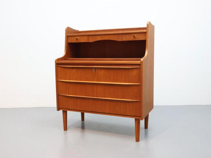 Vintage Deense secretaire kaptafel teak, Huis en Inrichting, Kasten | Secretaires, Zo goed als nieuw, Ophalen