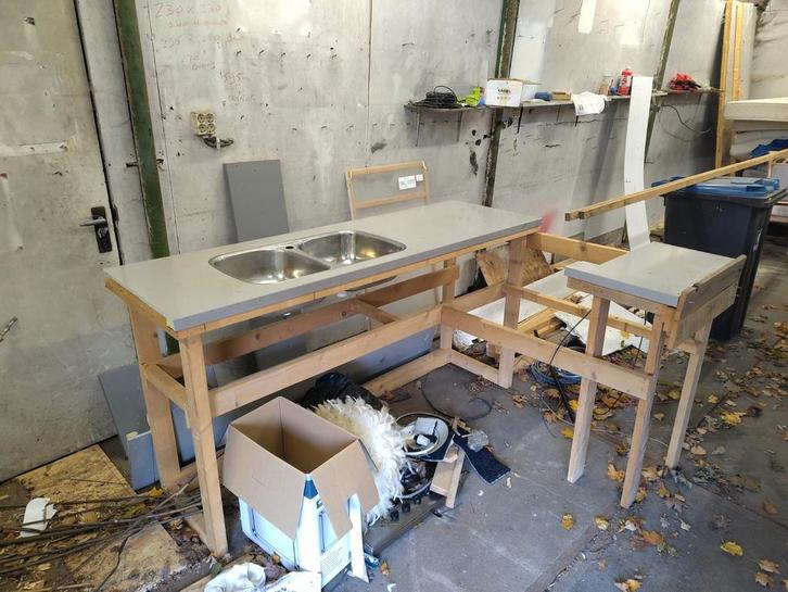 stenen aanrechtblad,, Huis en Inrichting, Keuken | Keukenelementen, Gebruikt, Minder dan 100 cm, 200 cm of meer, 50 tot 75 cm