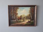 Prachtig schilderij van werkpaarden 70 x 90cm, Ophalen