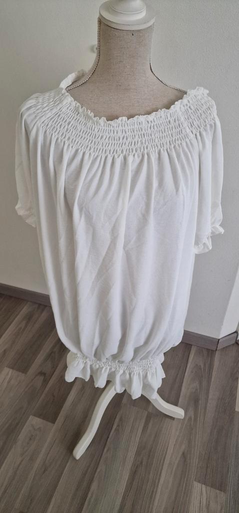 27)Te koop nieuw gebr.wit carmen tuniek ongv.maat52/54, Kleding | Dames, Grote Maten, Nieuw, Blouse of Tuniek, Wit, Ophalen of Verzenden