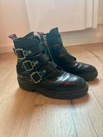 Stoere Nubikk Fay Buckle leren bikerboots, Zwart, Lage of Enkellaarzen, Ophalen of Verzenden, Gedragen