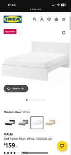 Witte MALM Bedframe 140x200, Huis en Inrichting, Slaapkamer | Bedden, Ophalen, Wit, Tweepersoons, 140 cm