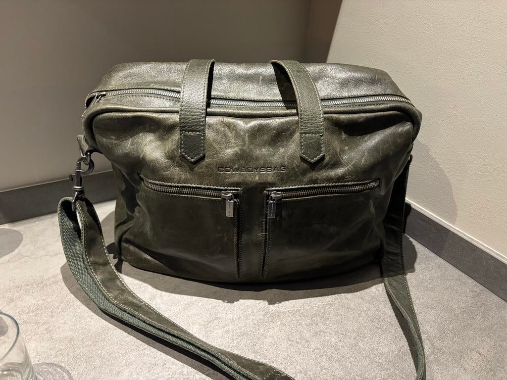 Cowboysbag leren tas groen, 40 tot 60 cm, Gebruikt, 20 tot 30 cm, Ophalen of Verzenden