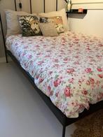Tweepersoons bed zwart 140 x 200 inclusief 2 lattenbodems, Ophalen, Zwart, Tweepersoons, 140 cm