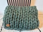 Plaid grof gebreid wol groen 135x110 cm, Ophalen of Verzenden, Zo goed als nieuw