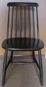 Vintage houten stoel / eetkamerstoel met spijlen rugleuning., Ophalen, Gebruikt, Zwart, Vintage