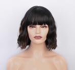 Zwarte Bruine Korte Golvende Pruik Met Bob Haar Haren Dames, Verzenden, Nieuw, Pruik of Haarverlenging
