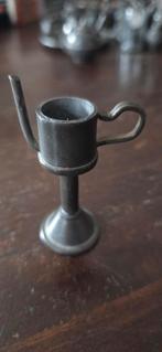 Antieke Tinnen Olie Lamp Miniatuur, Ophalen