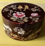 Vintage Houten Doosje met Vogels, Bloemen en Kraanvogels, Ophalen of Verzenden