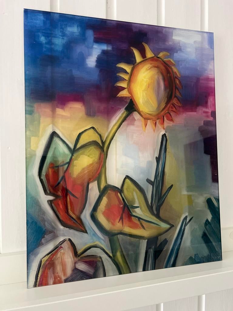 Zonnebloem schilderij op plexiglas - Robert Engelhorn, Ophalen of Verzenden