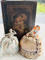 2 antieke lady doll popjes met doos, Ophalen of Verzenden