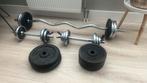 Halterstang met dumbells en 70kg gewichten, Ophalen of Verzenden, Zo goed als nieuw, Dumbbell