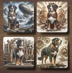 Grote Zwitserse Sennenhond Steampunk onderzetters met houder, Ophalen of Verzenden, Nieuw, Glas of Kopje