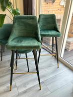 Richmond barkruk velvet groen, Ophalen, Met voetsteun, 60 tot 90 cm, Zo goed als nieuw