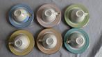 Franse Retro Vintage koffie kopjes schotels gekleurd en goud, Huis en Inrichting, Keuken | Servies, Ophalen of Verzenden, Zo goed als nieuw