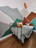 Antiek Frans brocante kinderbed, Huis en Inrichting, Slaapkamer | Bedden, Gebruikt, 90 cm, Eenpersoons, Hout