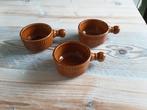 3 leuke oude retro/vintage schaaltjes met handvat., Ophalen of Verzenden